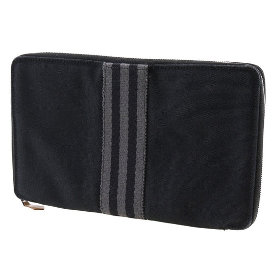 HERMES Long Wallet Purse cotton black Fool Toe Perth GM unisex(Unisex) Used