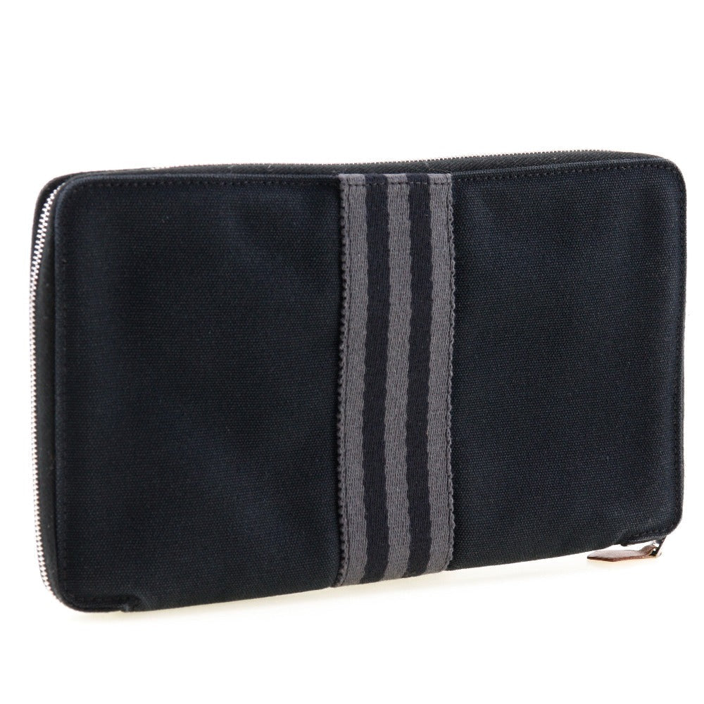 HERMES Long Wallet Purse cotton black Fool Toe Perth GM unisex(Unisex) Used