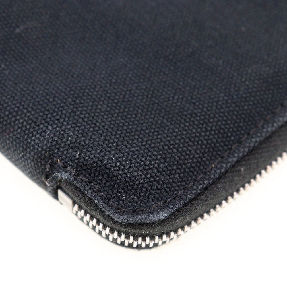 HERMES Long Wallet Purse cotton black Fool Toe Perth GM unisex(Unisex) Used