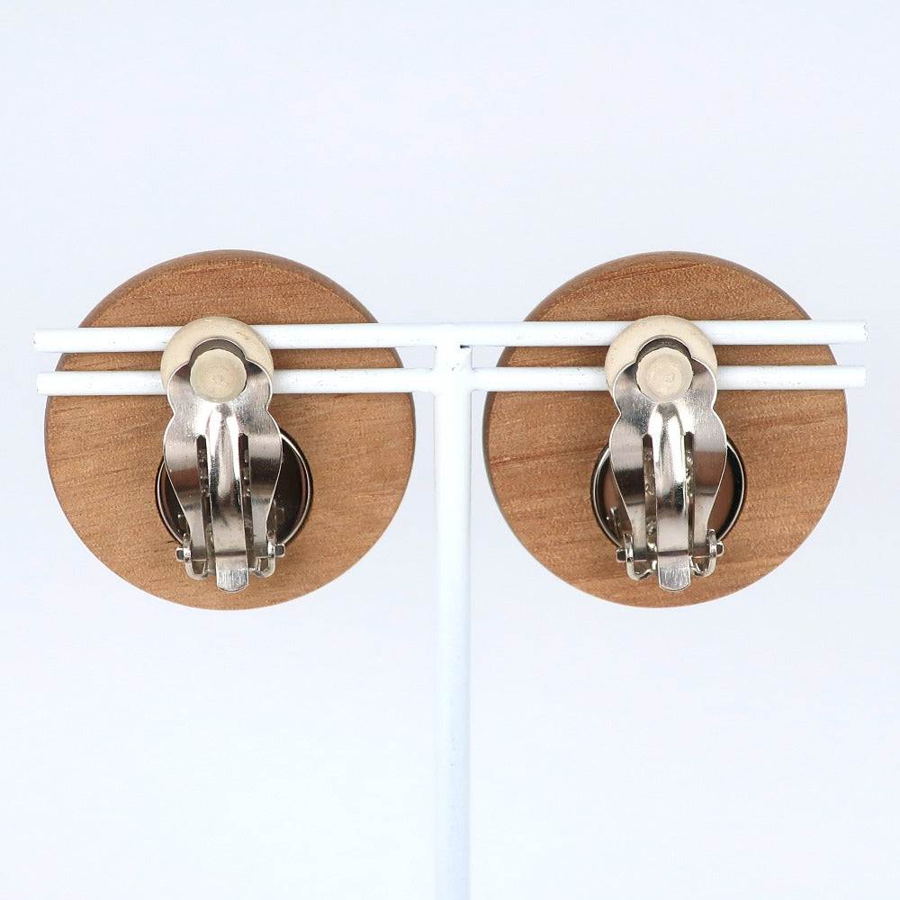HERMES Earring Wood, Metal Brown/Silver Serie Women Used