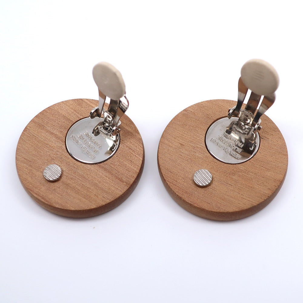 HERMES Earring Wood, Metal Brown/Silver Serie Women Used