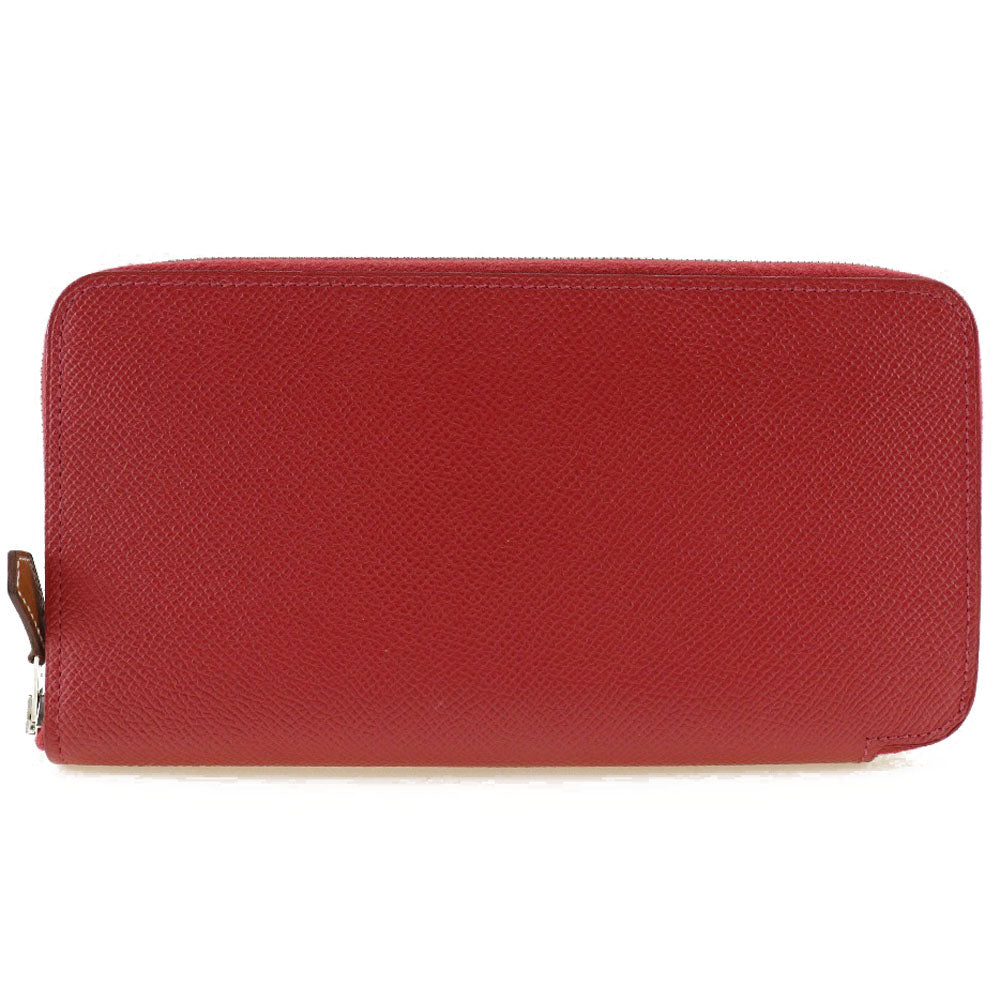 HERMES Long Wallet Purse Epsom, Silk Red-purple azap silk in long Women Used