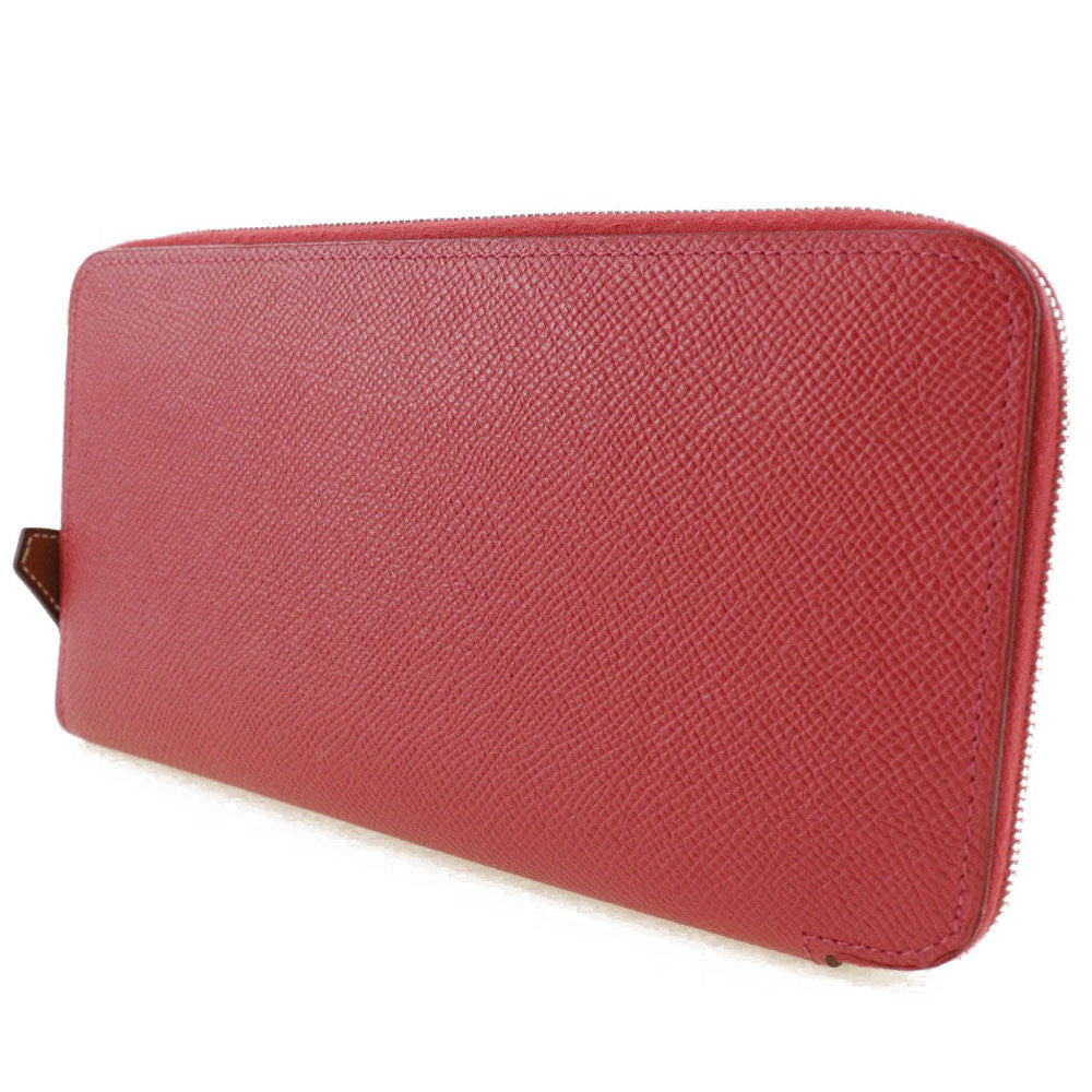 HERMES Long Wallet Purse Epsom, Silk Red-purple azap silk in long Women Used