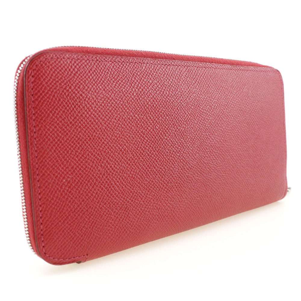 HERMES Long Wallet Purse Epsom, Silk Red-purple azap silk in long Women Used