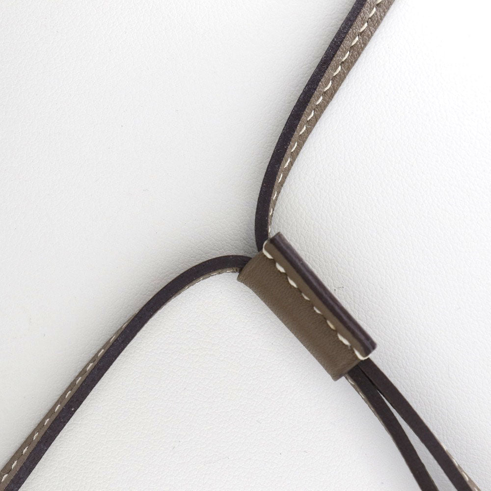 HERMES Necklace Vaux Swift Brown gold Oakley Pendant Women Used