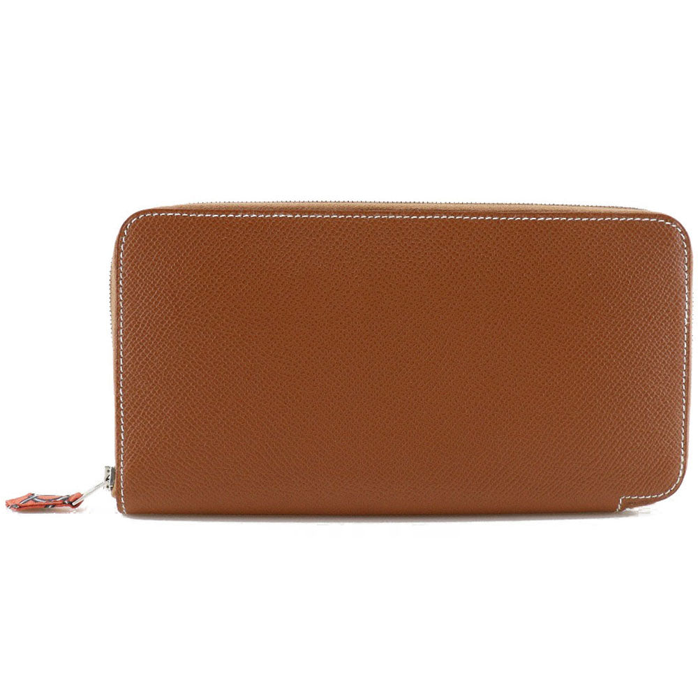 HERMES Long Wallet Purse Epsom Brown Azap silk in Women Used