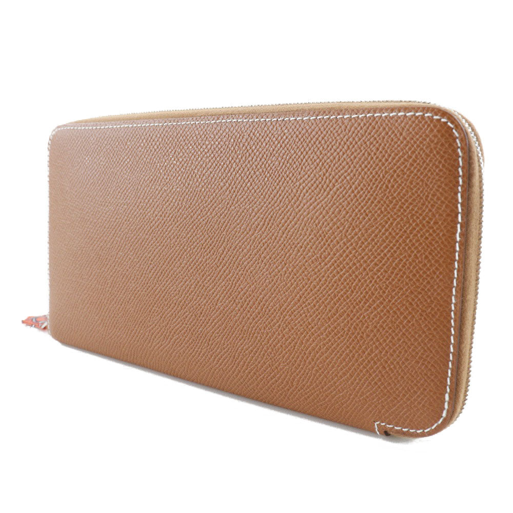 HERMES Long Wallet Purse Epsom Brown Azap silk in Women Used