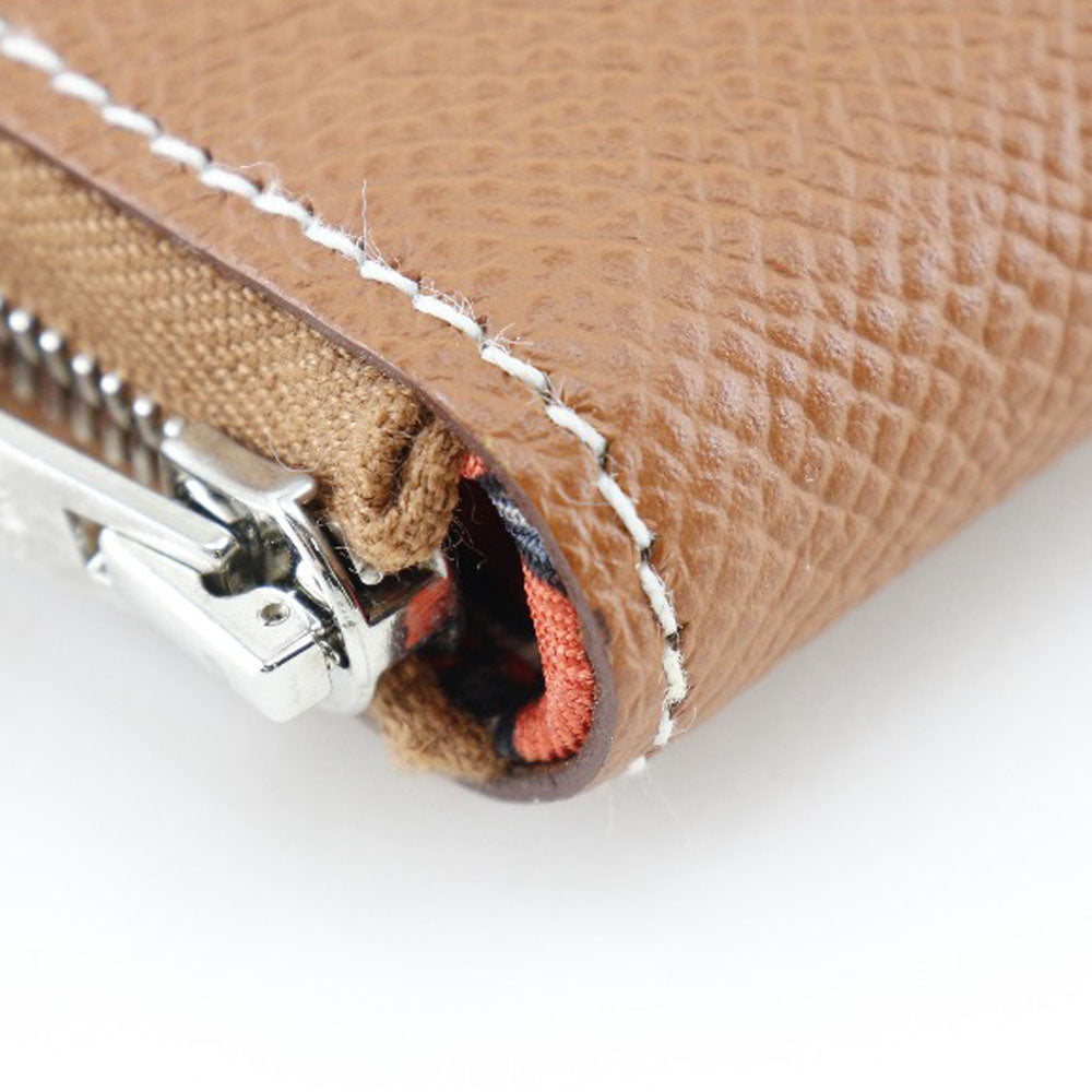HERMES Long Wallet Purse Epsom Brown Azap silk in Women Used