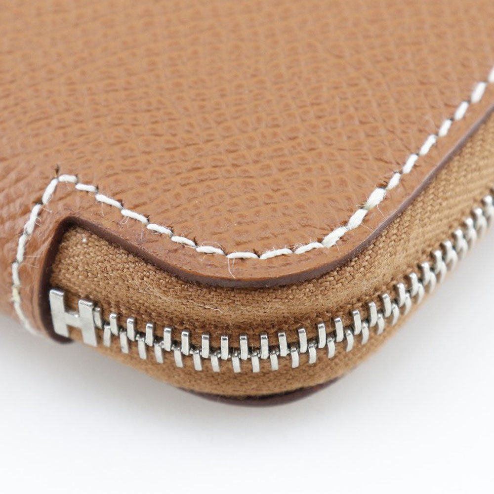 HERMES Long Wallet Purse Epsom Brown Azap silk in Women Used