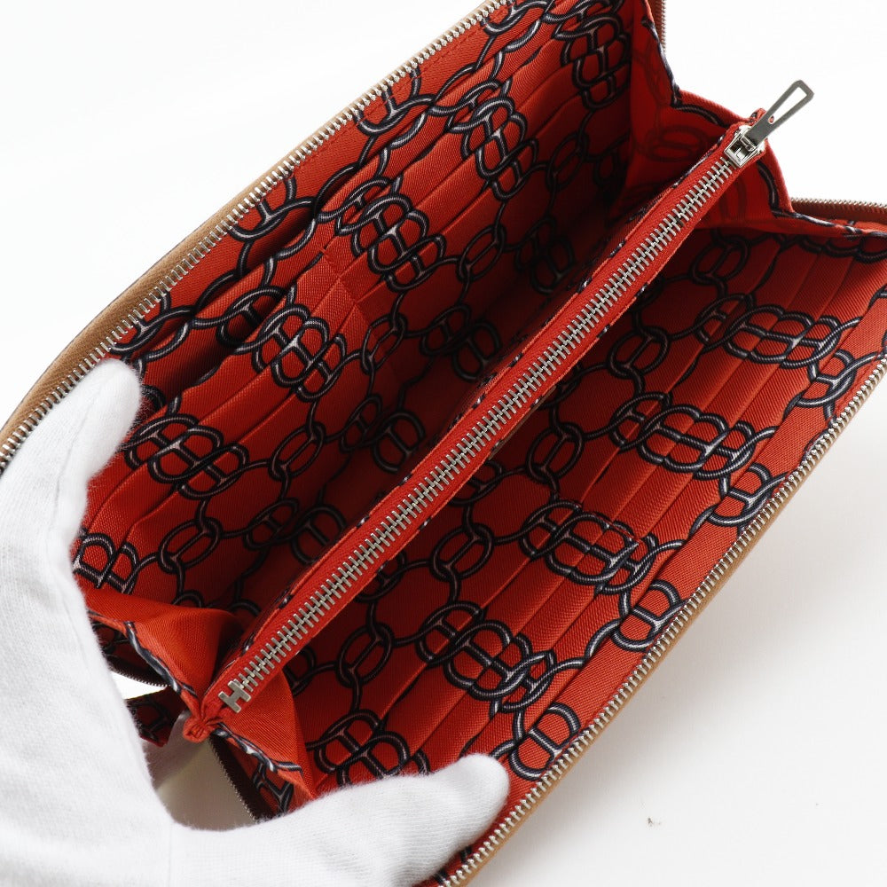 HERMES Long Wallet Purse Epsom Brown Azap silk in Women Used