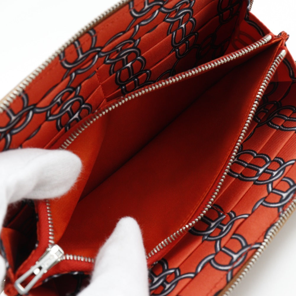 HERMES Long Wallet Purse Epsom Brown Azap silk in Women Used