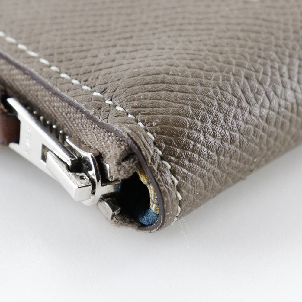 HERMES Long Wallet Purse Epsom, Silk gray Azap Long Silk Inn Women Used