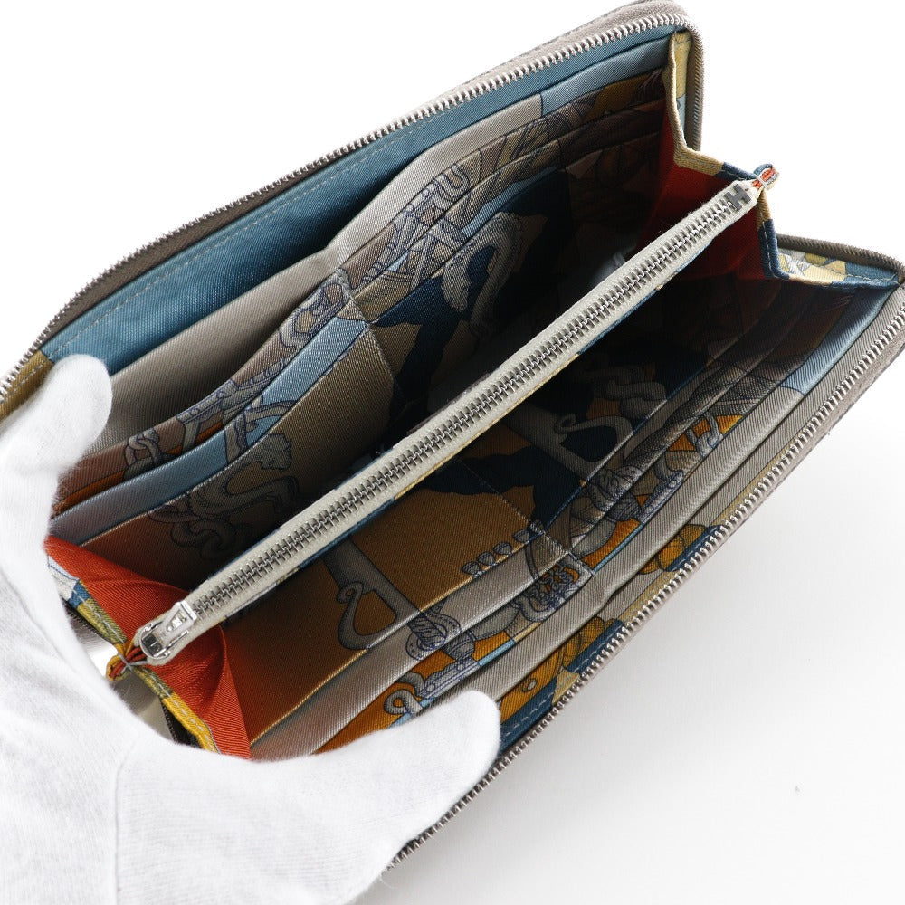 HERMES Long Wallet Purse Epsom, Silk gray Azap Long Silk Inn Women Used