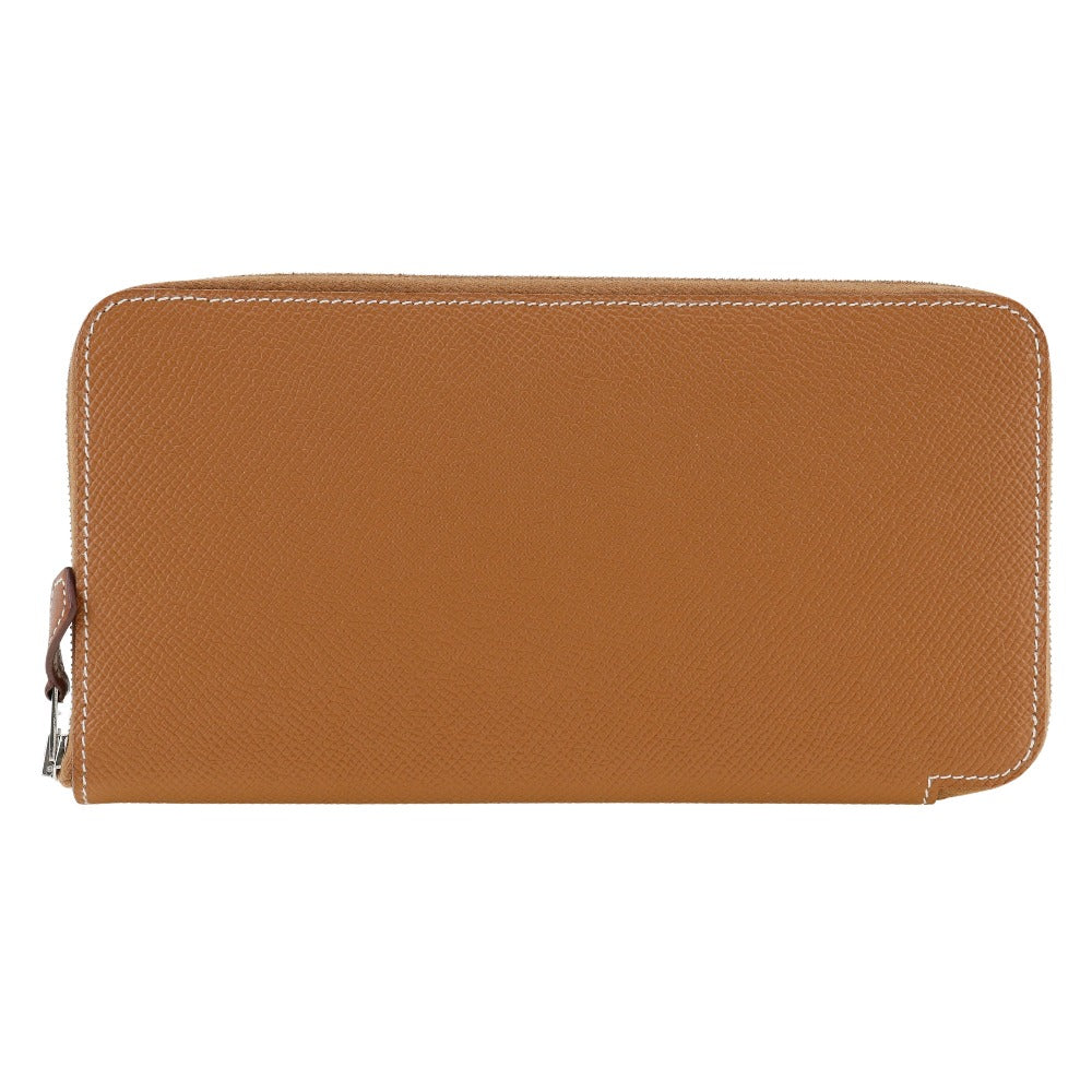 HERMES Long Wallet Purse Epsom Brown Azap long silk in unisex(Unisex) Used