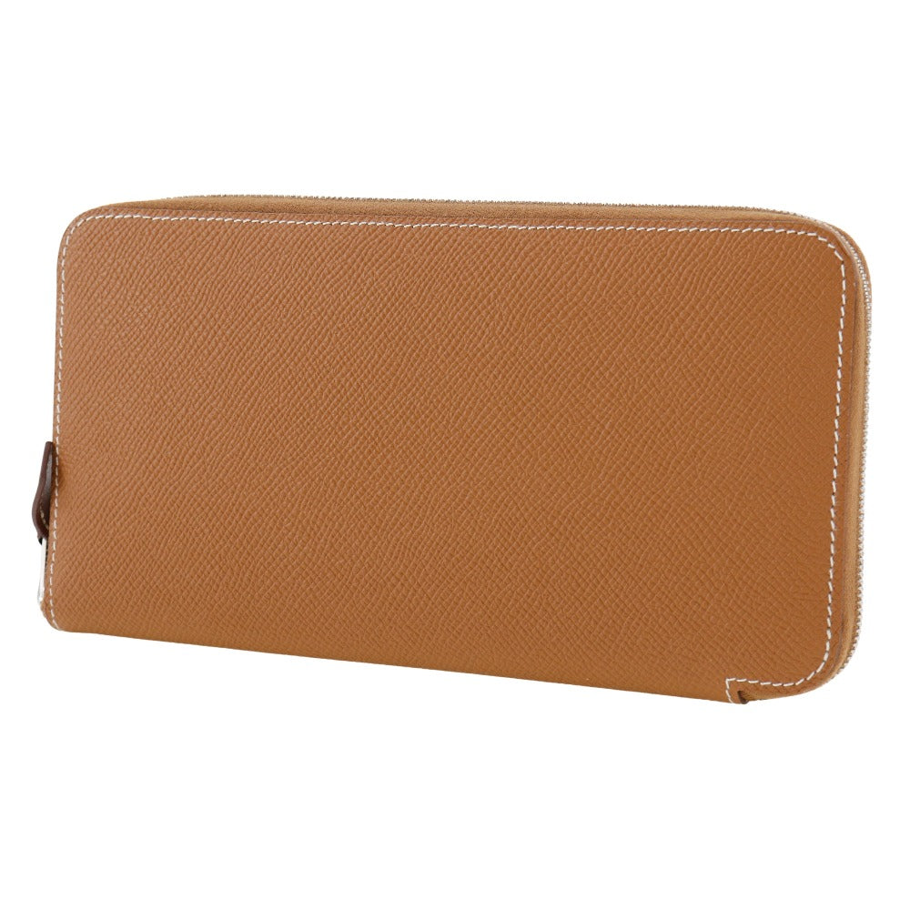 HERMES Long Wallet Purse Epsom Brown Azap long silk in unisex(Unisex) Used