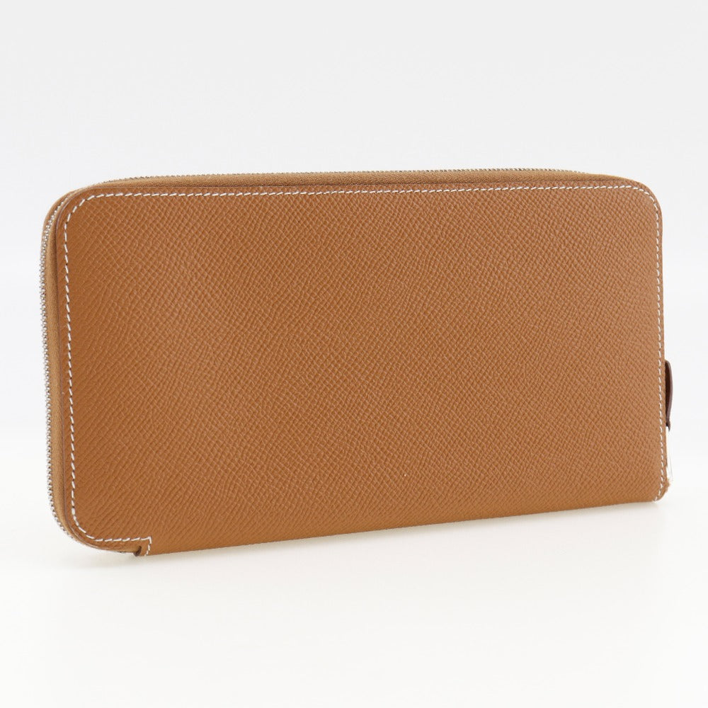 HERMES Long Wallet Purse Epsom Brown Azap long silk in unisex(Unisex) Used