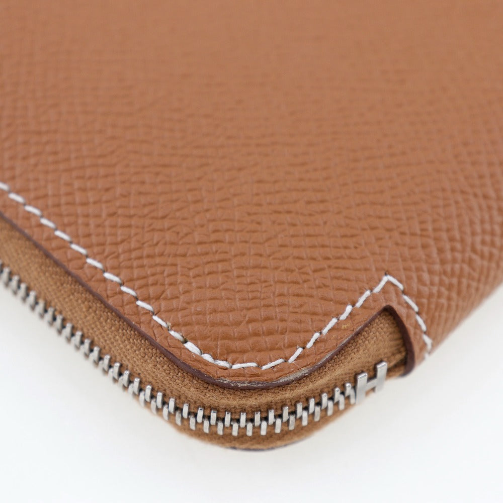 HERMES Long Wallet Purse Epsom Brown Azap long silk in unisex(Unisex) Used