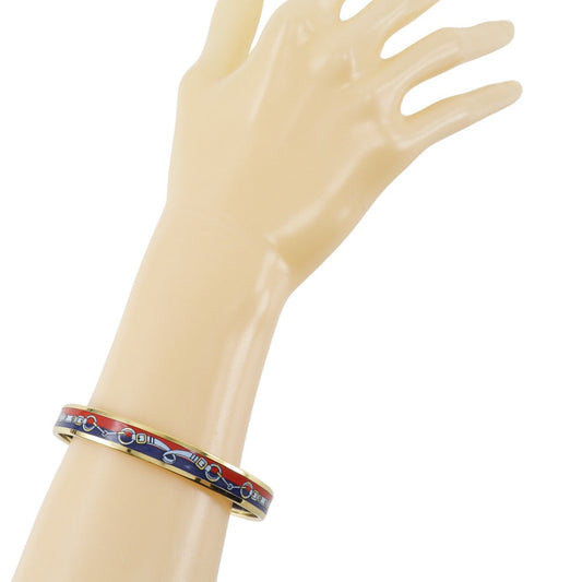 HERMES Bangle Plated Gold Red Cloisonne Emile Women Used