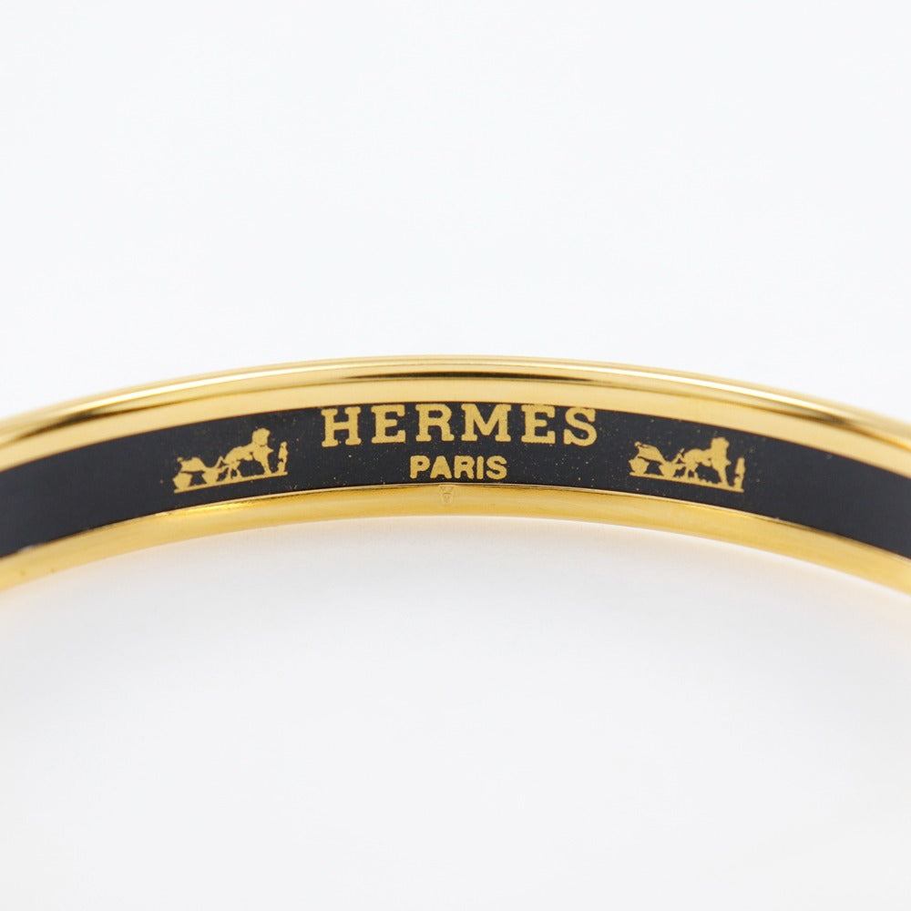 HERMES Bangle Plated Gold Red Cloisonne Emile Women Used