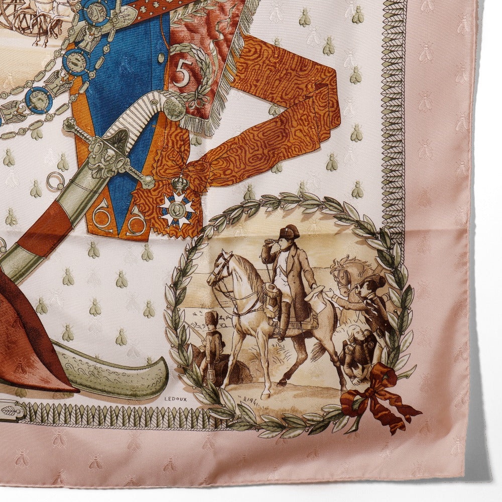 HERMES scarf silk pink NAPOLEON Napoleon Carre90 Women Used