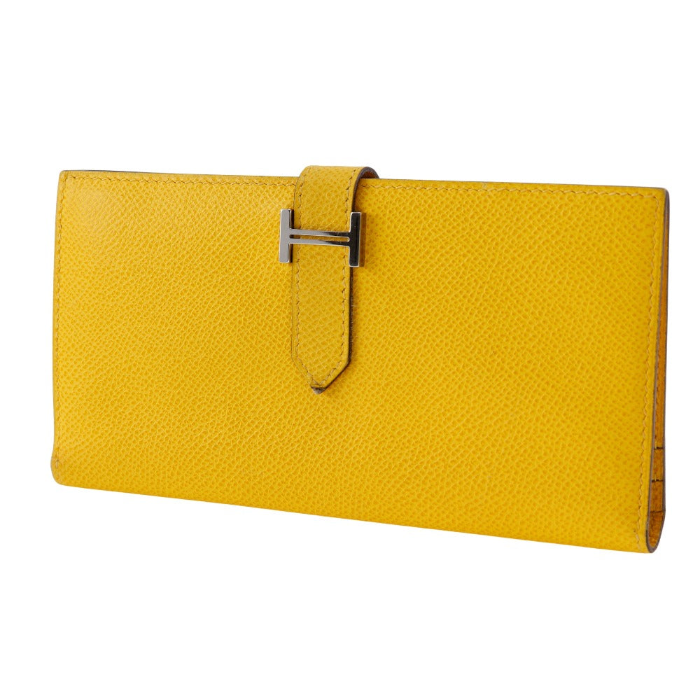 HERMES Long Wallet Purse Epsom yellow Bean unisex(Unisex) Used