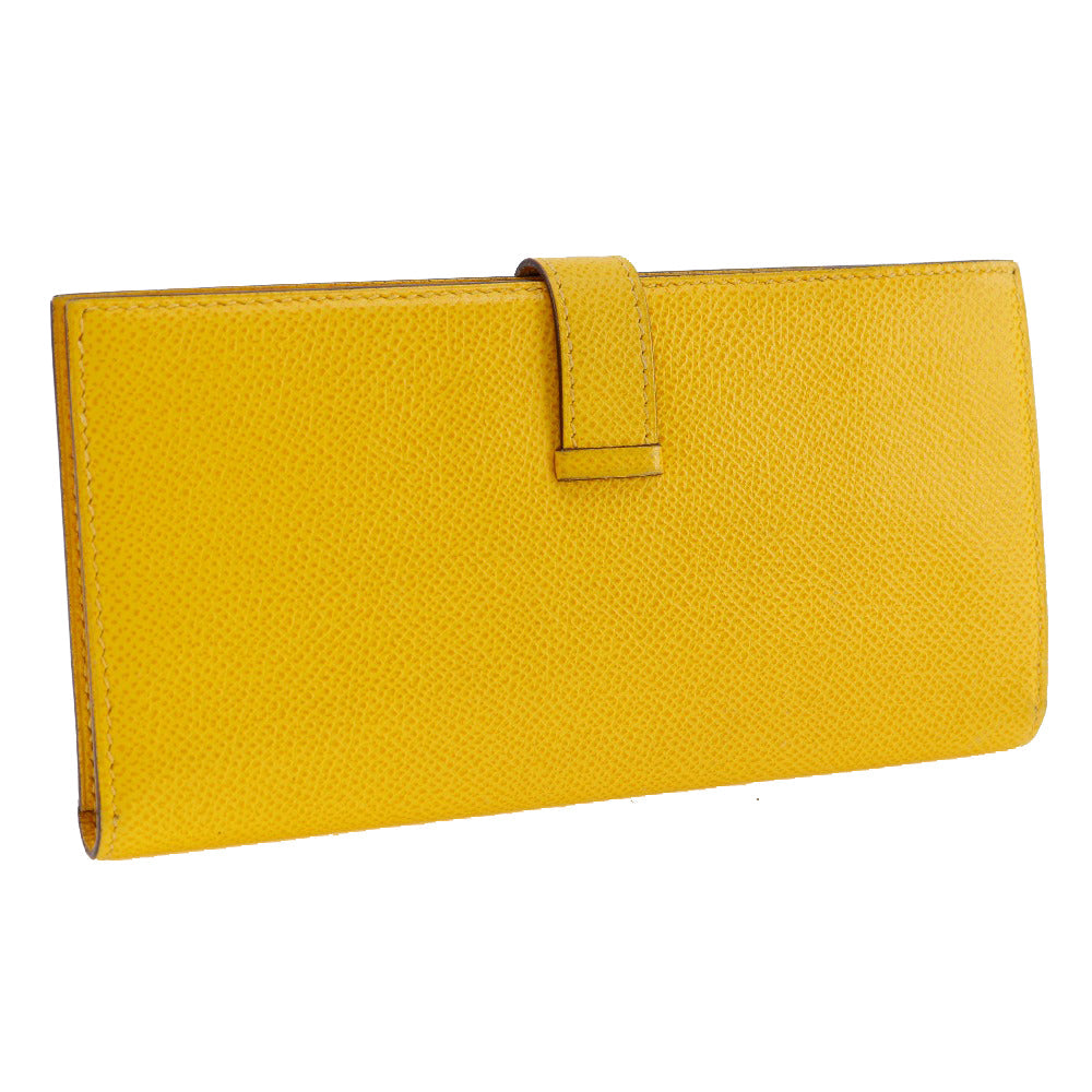 HERMES Long Wallet Purse Epsom yellow Bean unisex(Unisex) Used