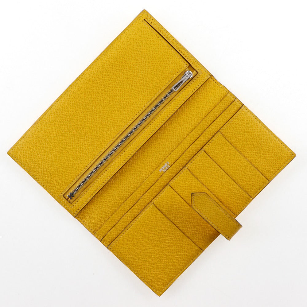 HERMES Long Wallet Purse Epsom yellow Bean unisex(Unisex) Used