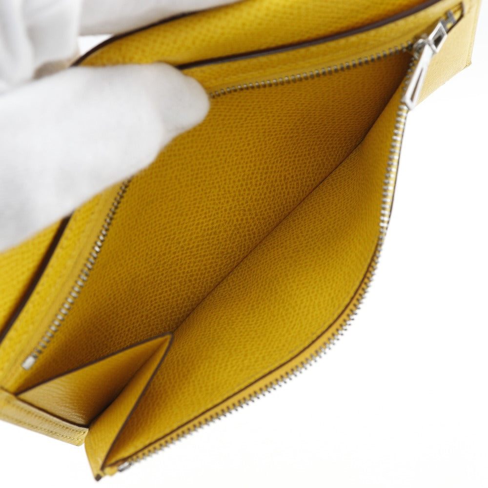 HERMES Long Wallet Purse Epsom yellow Bean unisex(Unisex) Used