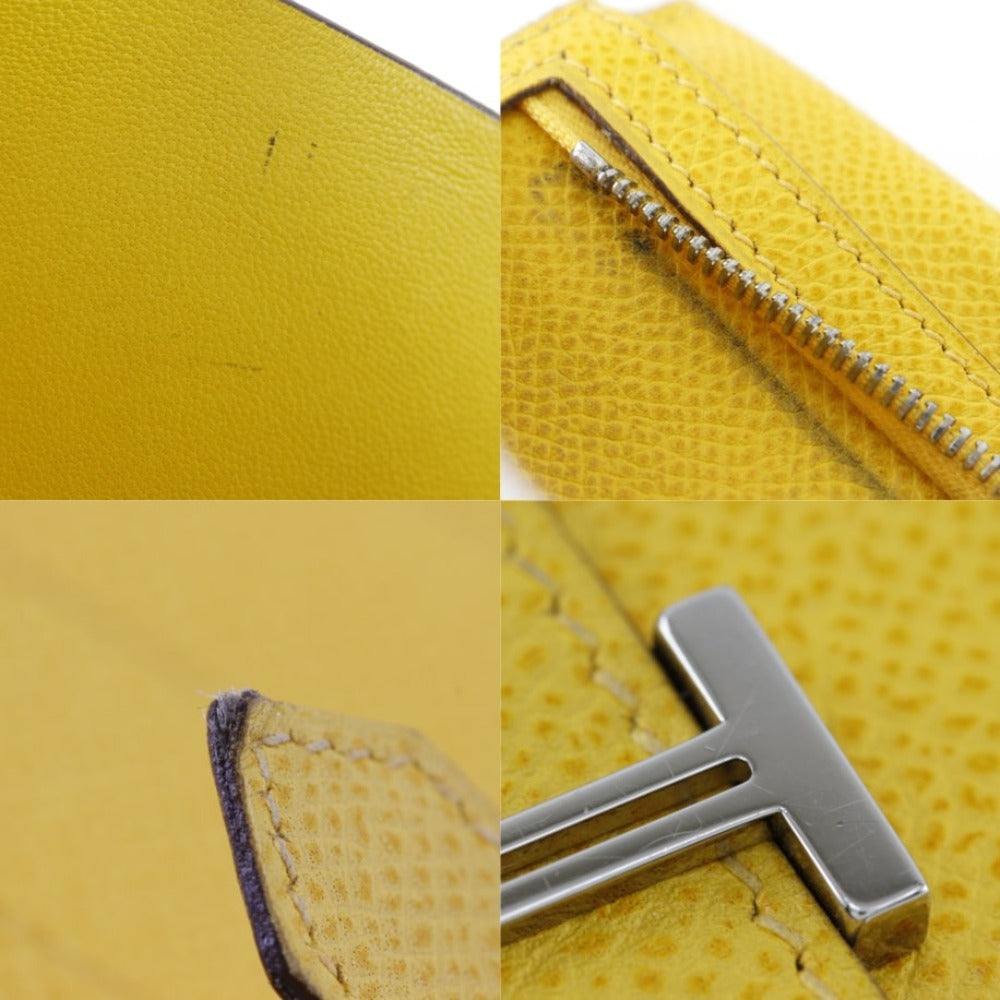 HERMES Long Wallet Purse Epsom yellow Bean unisex(Unisex) Used