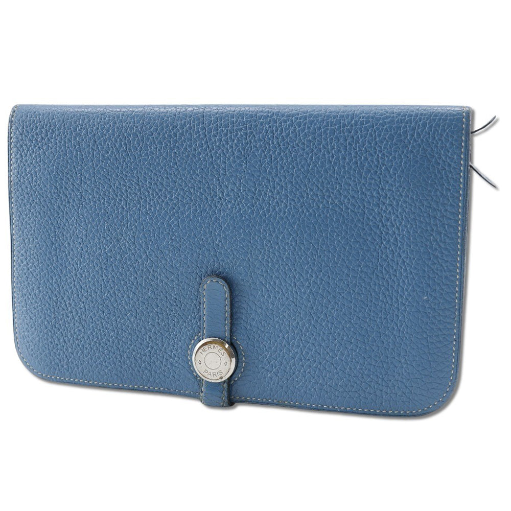 HERMES Long Wallet Purse Togo blue Dogon GM unisex(Unisex) Used