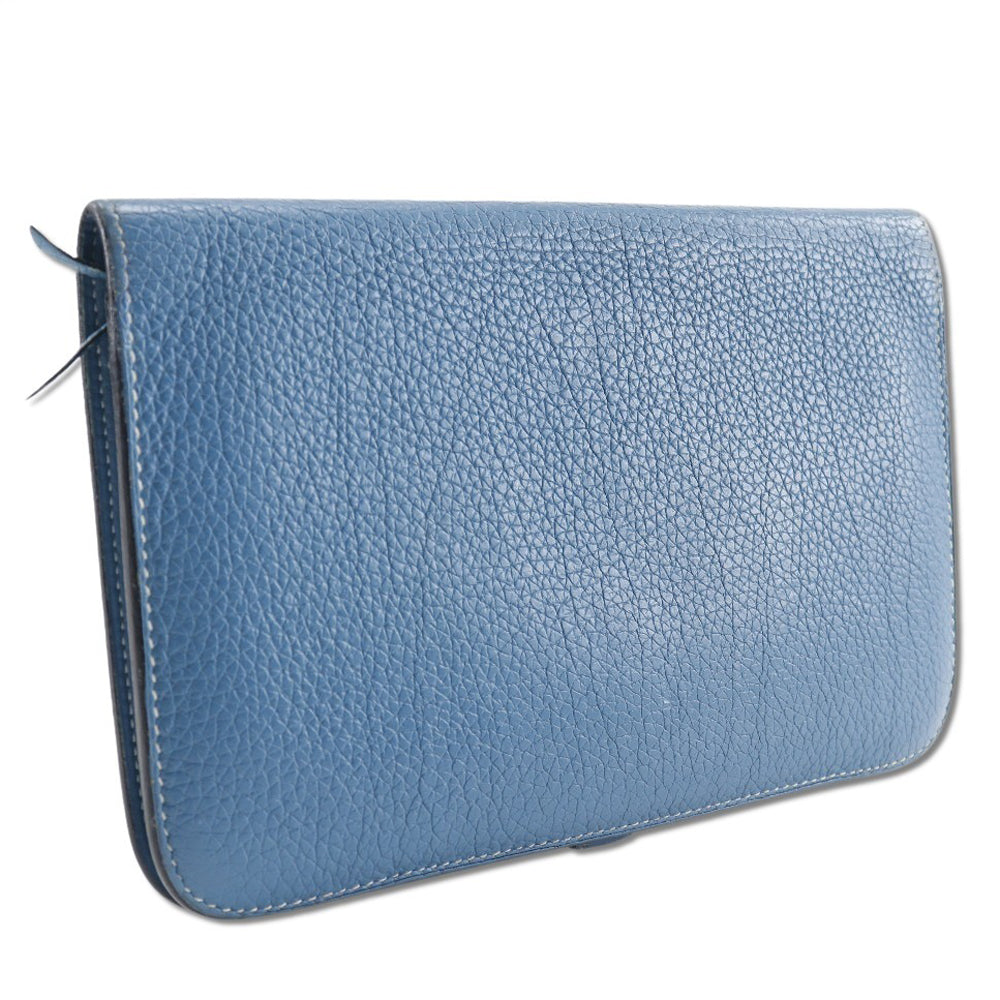 HERMES Long Wallet Purse Togo blue Dogon GM unisex(Unisex) Used