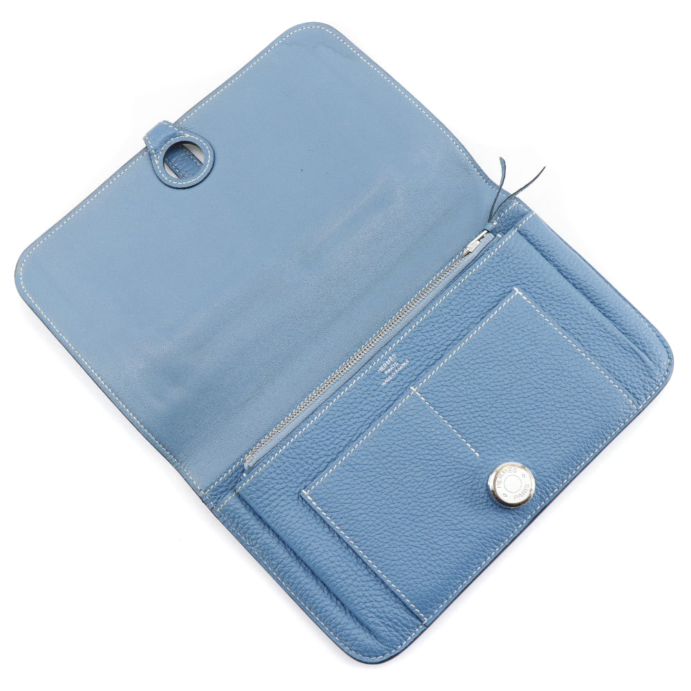 HERMES Long Wallet Purse Togo blue Dogon GM unisex(Unisex) Used
