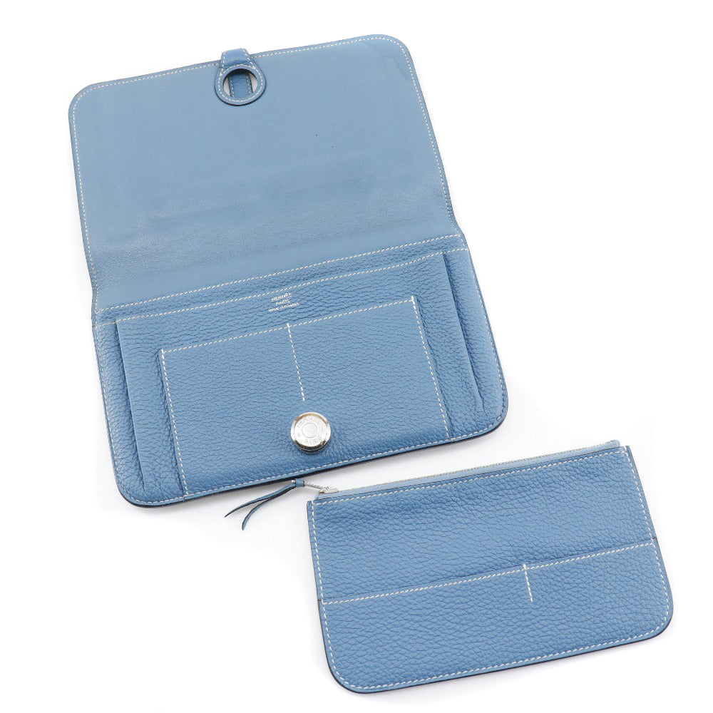 HERMES Long Wallet Purse Togo blue Dogon GM unisex(Unisex) Used