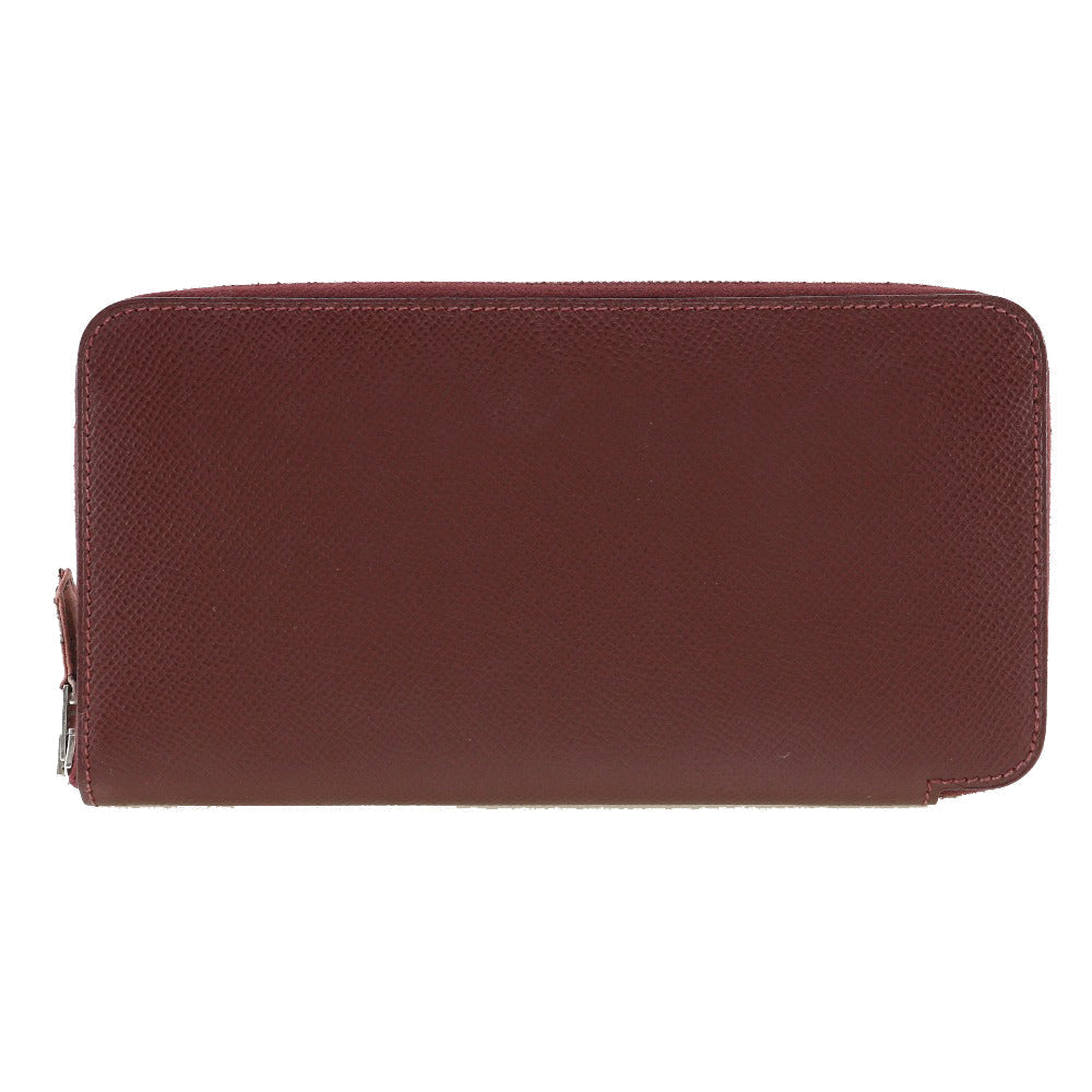 HERMES Long Wallet Purse Epsom wine-red Azap Silk In Long Women Used