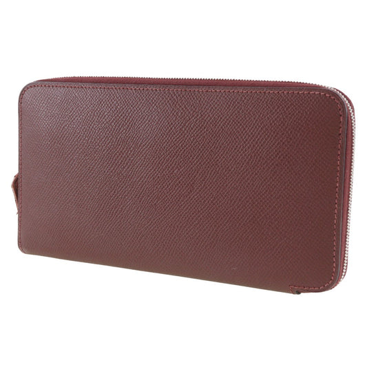 HERMES Long Wallet Purse Epsom wine-red Azap Silk In Long Women Used