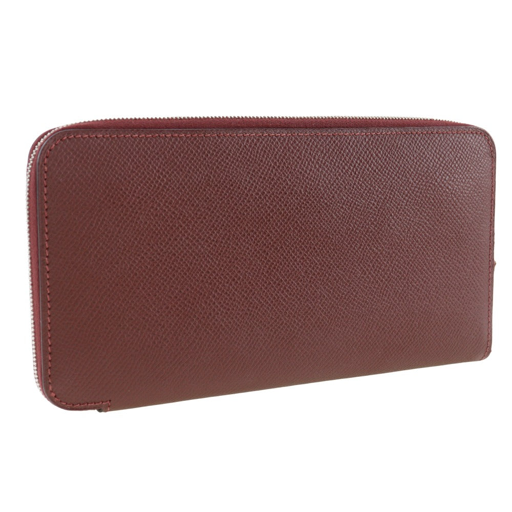 HERMES Long Wallet Purse Epsom wine-red Azap Silk In Long Women Used
