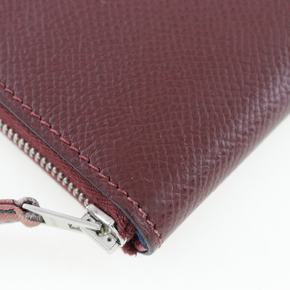 HERMES Long Wallet Purse Epsom wine-red Azap Silk In Long Women Used