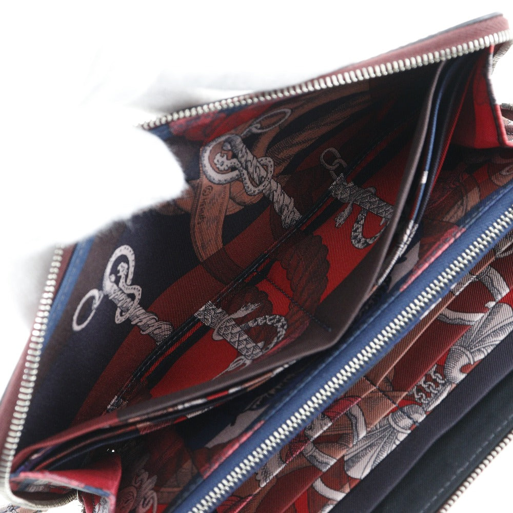 HERMES Long Wallet Purse Epsom wine-red Azap Silk In Long Women Used