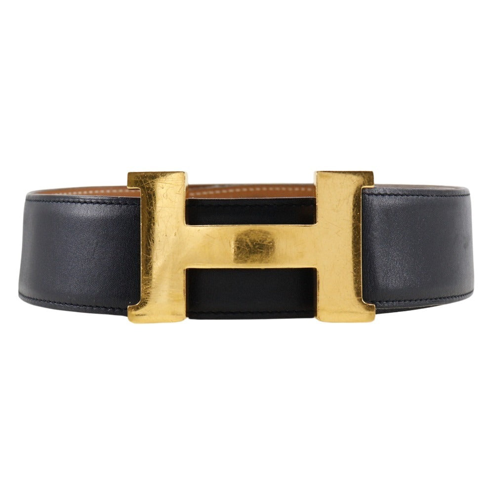 HERMES belt Calfskin black H belt unisex(Unisex) 72 Used