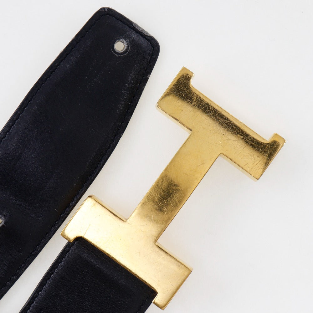HERMES belt Calfskin black H belt unisex(Unisex) 72 Used