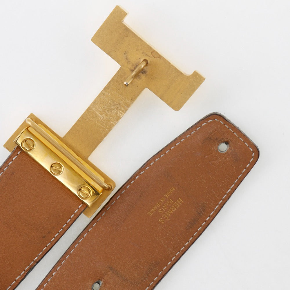 HERMES belt Calfskin black H belt unisex(Unisex) 72 Used