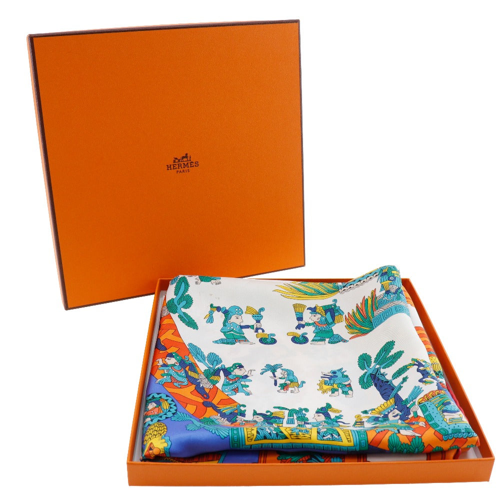 HERMES scarf silk Blue ASTRES et SOLEILS Celestial bodies and the sun Carre90 Women Used