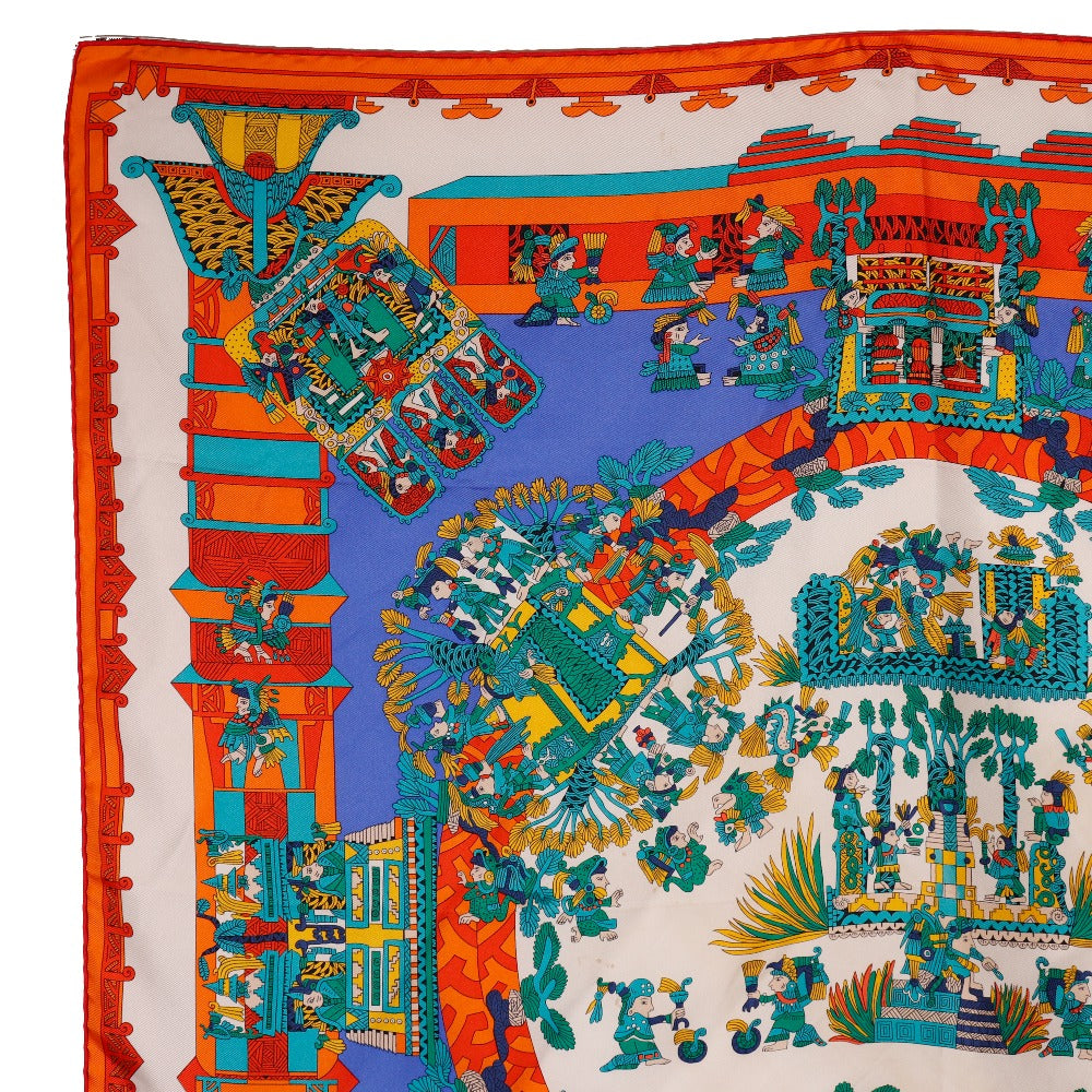 HERMES scarf silk Blue ASTRES et SOLEILS Celestial bodies and the sun Carre90 Women Used