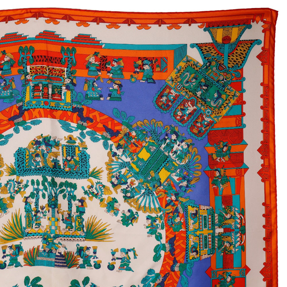 HERMES scarf silk Blue ASTRES et SOLEILS Celestial bodies and the sun Carre90 Women Used