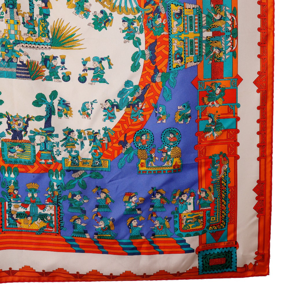 HERMES scarf silk Blue ASTRES et SOLEILS Celestial bodies and the sun Carre90 Women Used