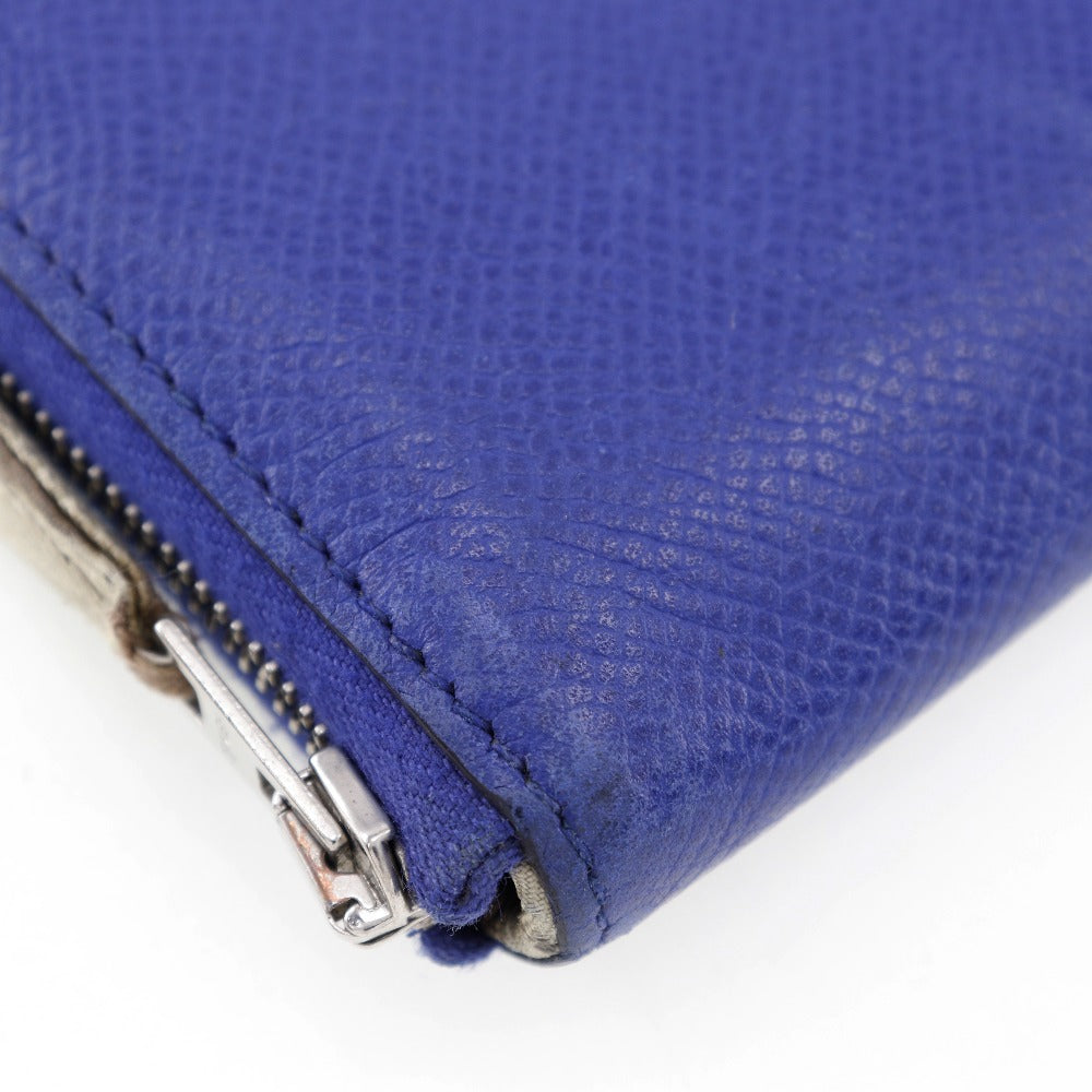 HERMES Long Wallet Purse Epsom Blue Azap long silk in Women Used