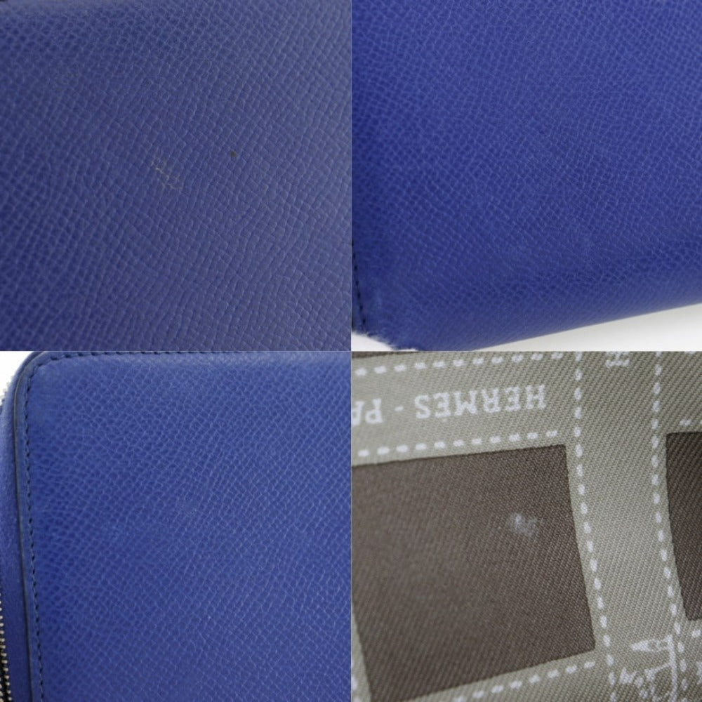 HERMES Long Wallet Purse Epsom Blue Azap long silk in Women Used