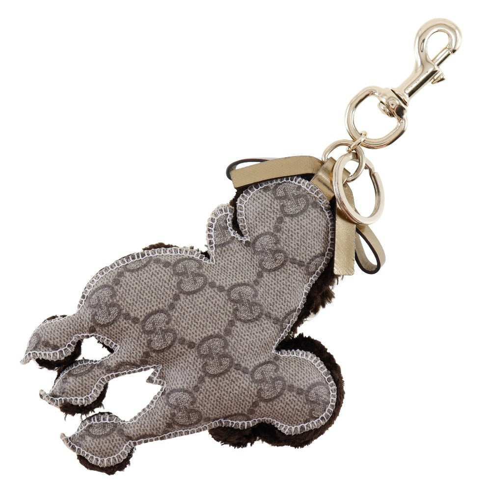 GUCCI key ring GG Supreme Canvas Brown Guccioli Bag charm poodle Women Used