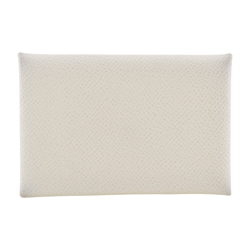 HERMES Card Case Epsom White Calvi unisex(Unisex) Used
