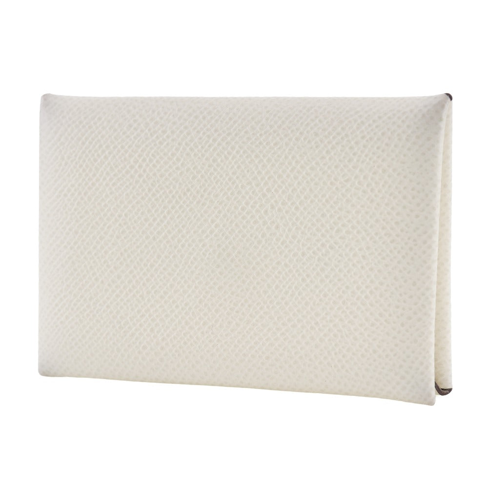 HERMES Card Case Epsom White Calvi unisex(Unisex) Used